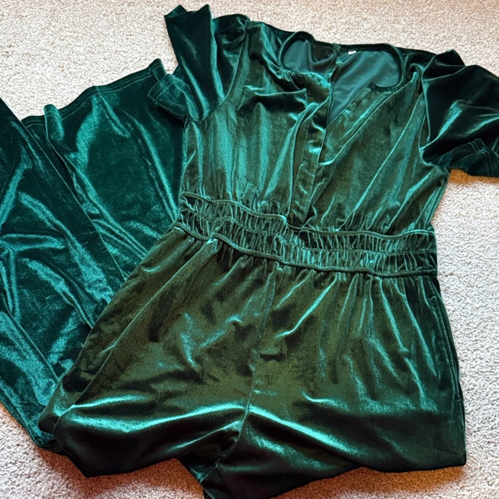 Emerald Green Velvet Jumpsuit